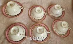 Set Of 6 Vintage Paragon Bone China Pink Gold Tea Cup & Saucer Double Warrant