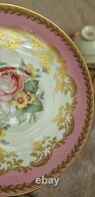 Set Of 6 Vintage Paragon Bone China Pink Gold Tea Cup & Saucer Double Warrant
