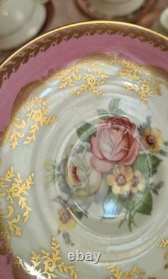 Set Of 6 Vintage Paragon Bone China Pink Gold Tea Cup & Saucer Double Warrant
