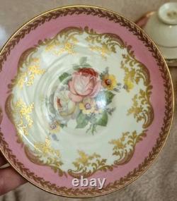Set Of 6 Vintage Paragon Bone China Pink Gold Tea Cup & Saucer Double Warrant