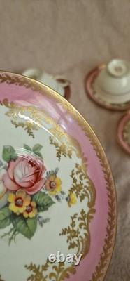 Set Of 6 Vintage Paragon Bone China Pink Gold Tea Cup & Saucer Double Warrant