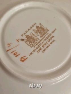 Set Of 6 Vintage Paragon Bone China Pink Gold Tea Cup & Saucer Double Warrant