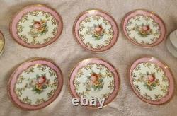 Set Of 6 Vintage Paragon Bone China Pink Gold Tea Cup & Saucer Double Warrant