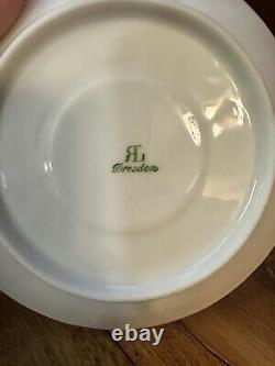Set Of 8 Richard Klemm Cream Soup Saucer Bouillon Dresden Flowers Gold 1888-1916