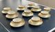 Set Of 9 Antique Coalport England Gold Encrusted Band Cups & Saucers Pattern Unk
