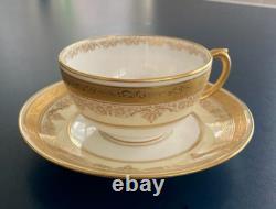 Set Of 9 ANTIQUE COALPORT ENGLAND GOLD ENCRUSTED BAND CUPS & SAUCERS PATTERN UNK