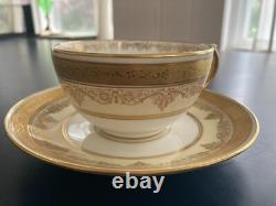Set Of 9 ANTIQUE COALPORT ENGLAND GOLD ENCRUSTED BAND CUPS & SAUCERS PATTERN UNK