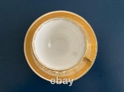 Set Of 9 ANTIQUE COALPORT ENGLAND GOLD ENCRUSTED BAND CUPS & SAUCERS PATTERN UNK