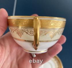 Set Of 9 ANTIQUE COALPORT ENGLAND GOLD ENCRUSTED BAND CUPS & SAUCERS PATTERN UNK