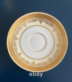 Set Of 9 ANTIQUE COALPORT ENGLAND GOLD ENCRUSTED BAND CUPS & SAUCERS PATTERN UNK