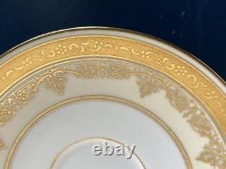 Set Of 9 ANTIQUE COALPORT ENGLAND GOLD ENCRUSTED BAND CUPS & SAUCERS PATTERN UNK