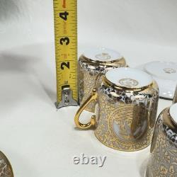 Set Of Four Vintage LE MIEUX CHINA 24k Gold Hand Decorated Cups, Saucers, Teapot