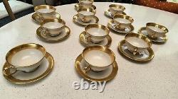 Set of 10 Gold Embossed Lenox Cups and Saucers P-22