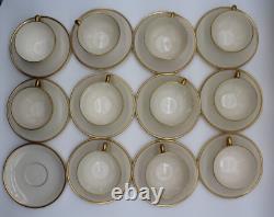 Set of 11 Lenox China Cups and Saucers 23pcs-943/86 Green Backstamp and Gold Rim