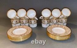 Set of 12 Demitasse Cups & Saucers English Bone China Wedgwood Gold Florentine