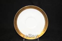 Set of 12 Vintage Mikasa HARROW White, Gold Band Footed Cup & Saucer Sets A1-129