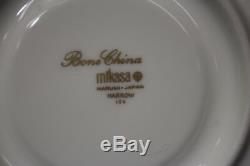 Set of 12 Vintage Mikasa HARROW White, Gold Band Footed Cup & Saucer Sets A1-129