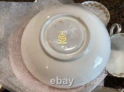 Set of 12 Vintage Minton Bone China Pink Gold Cheviot Cups & Saucers