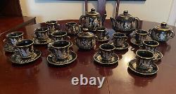 Set of 17 hand made in Greece in 24k gold tea set And Saucers