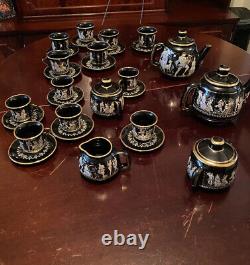 Set of 17 hand made in Greece in 24k gold tea set And Saucers