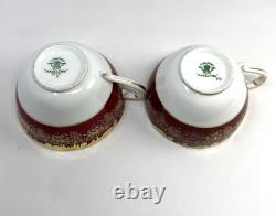 Set of 2 Coalport Hazelton Maroon Footed Cups and Saucers Made in England