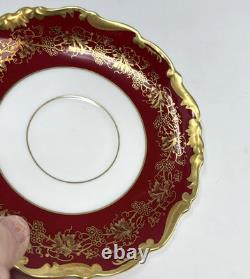 Set of 2 Coalport Hazelton Maroon Footed Cups and Saucers Made in England