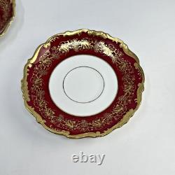Set of 2 Coalport Hazelton Maroon Footed Cups and Saucers Made in England
