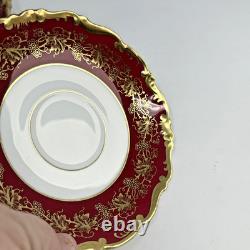 Set of 2 Coalport Hazelton Maroon Footed Cups and Saucers Made in England