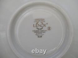 Set of 3 Lenox Holiday Tartan Footed Coffee/Tea Cups And Saucers Gold Trim EUC