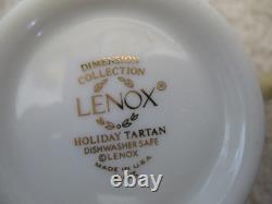 Set of 3 Lenox Holiday Tartan Footed Coffee/Tea Cups And Saucers Gold Trim EUC
