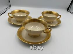 Set of 3 x Lenox WESTCHESTER Gold Marks Cups & Saucers