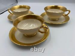 Set of 3 x Lenox WESTCHESTER Gold Marks Cups & Saucers