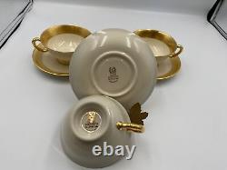 Set of 3 x Lenox WESTCHESTER Gold Marks Cups & Saucers