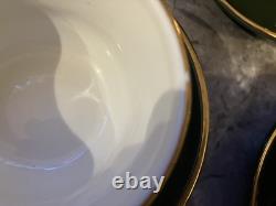 Set of 4 Apilco Green & Gold Large Tea/Coffee Cups and Saucers. Genuine Rare