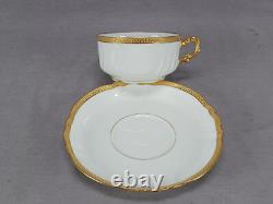 Set of 4 CA Limoges Gold Encrusted Gold Rimmed Tea Cups & Saucers C. 1894-1930s