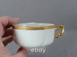 Set of 4 CA Limoges Gold Encrusted Gold Rimmed Tea Cups & Saucers C. 1894-1930s