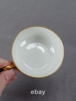 Set of 4 CA Limoges Gold Encrusted Gold Rimmed Tea Cups & Saucers C. 1894-1930s