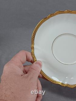 Set of 4 CA Limoges Gold Encrusted Gold Rimmed Tea Cups & Saucers C. 1894-1930s