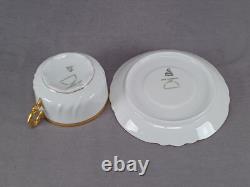 Set of 4 CA Limoges Gold Encrusted Gold Rimmed Tea Cups & Saucers C. 1894-1930s