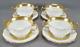 Set Of 4 George Jones Crescent China Gold & White Bouillon Cups & Saucers