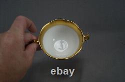 Set of 4 George Jones Crescent China Gold & White Bouillon Cups & Saucers