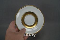 Set of 4 George Jones Crescent China Gold & White Bouillon Cups & Saucers