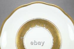 Set of 4 George Jones Crescent China Gold & White Bouillon Cups & Saucers