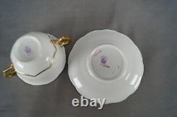 Set of 4 George Jones Crescent China Gold & White Bouillon Cups & Saucers