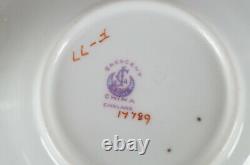 Set of 4 George Jones Crescent China Gold & White Bouillon Cups & Saucers