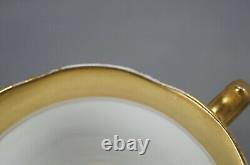 Set of 4 George Jones Crescent China Gold & White Bouillon Cups & Saucers