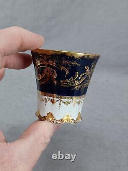 Set of 4 Haviland Limoges Gold Scrollwork & Cobalt Demitasse Cups & Saucers