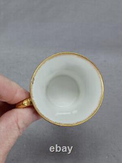 Set of 4 Haviland Limoges Gold Scrollwork & Cobalt Demitasse Cups & Saucers