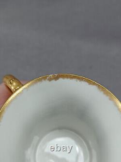 Set of 4 Haviland Limoges Gold Scrollwork & Cobalt Demitasse Cups & Saucers