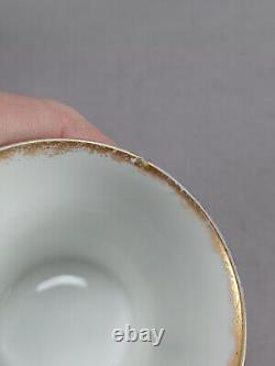 Set of 4 Haviland Limoges Gold Scrollwork & Cobalt Demitasse Cups & Saucers